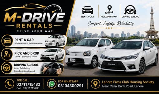 cars rent availables and driving school