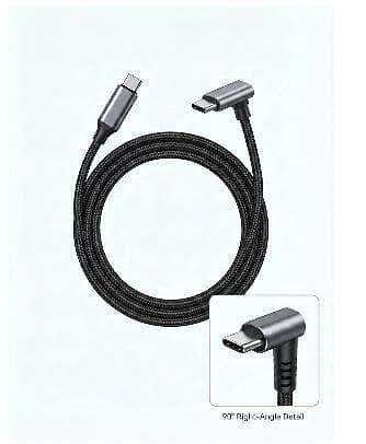 6 PIECE ​Type-C to Type-C Fast Charging & Data Cable, 90-Degree Right Angle USB-C Cable for MacBooks, Monitors, Laptops & Mobiles RB5466