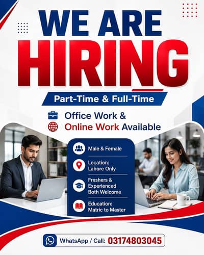 Online work and part time work available for males and females