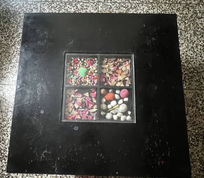 Dark brown  Wooden Center Table / Coffee Table with Glass Top