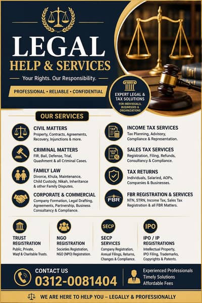 Legal Issues,Court Matters,Tax,Returns,Registrstions