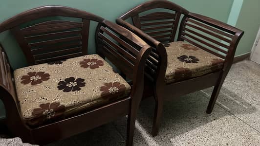 Used Solid Wood 5 Seater Bench with Cushions - Karachi