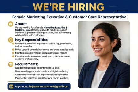 Female Marketing Executive & Customer Care Representative