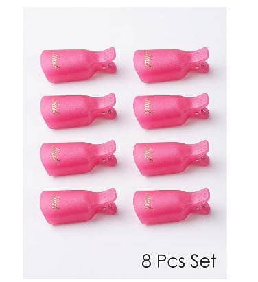 8 Pcs Pink Nail Polish Remover Clips | Gel Polish Soak Off Cap Clips | Reusable Finger Nail Art Cleaning Tool