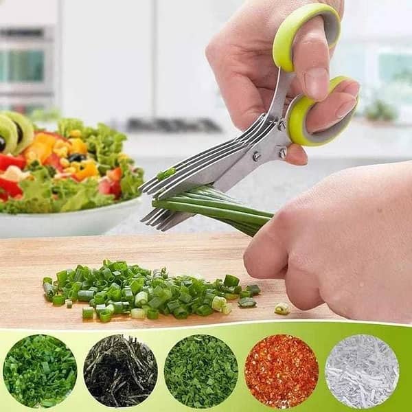 Legacy Deals 5 Layers Stainless Steel Kitchen Scissors| Multipurpose Herb Vegetable Cutter Stripper Scissor| 5 Blade Stainless Steel Vegetable Herbs Scissor| Shredded Cutting Knives Kitchen Tool Gadget for Onion, Coriander, Spices, Salad & Paper Shredding