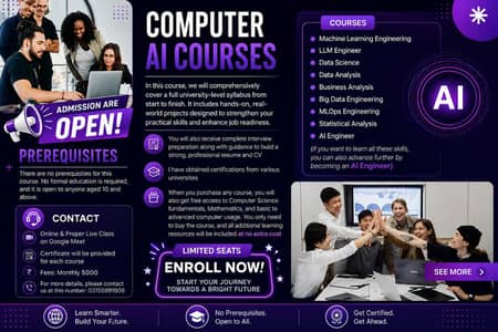 Computer AI Courses – Admissions Open (Online Live Classes and physic