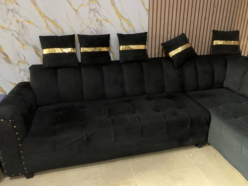 L Shape Black Sofa 2
