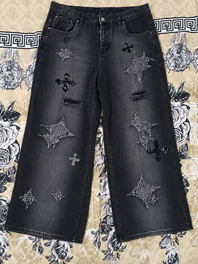 black patchwork jeans