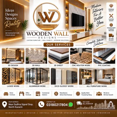 Complete Interior Solution | 3D Wall | CNC | Furniture Work | PVC Work