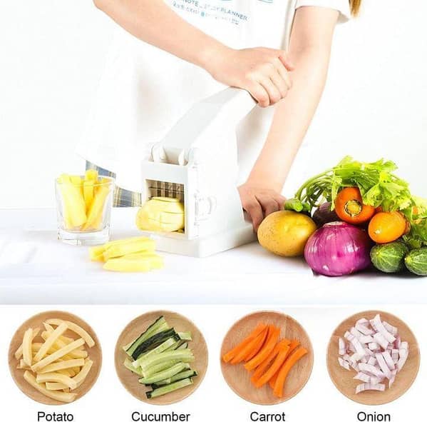 Legacy Deals French Fries Potato Cutter| Heavy Duty Vegetable Chopper with Extra Stainless-Steel Blades| Easy to Use Potato Slicer for Fries, Carrots, Cucumbers & More| Durable Kitchen Tool with Interchangeable Blades