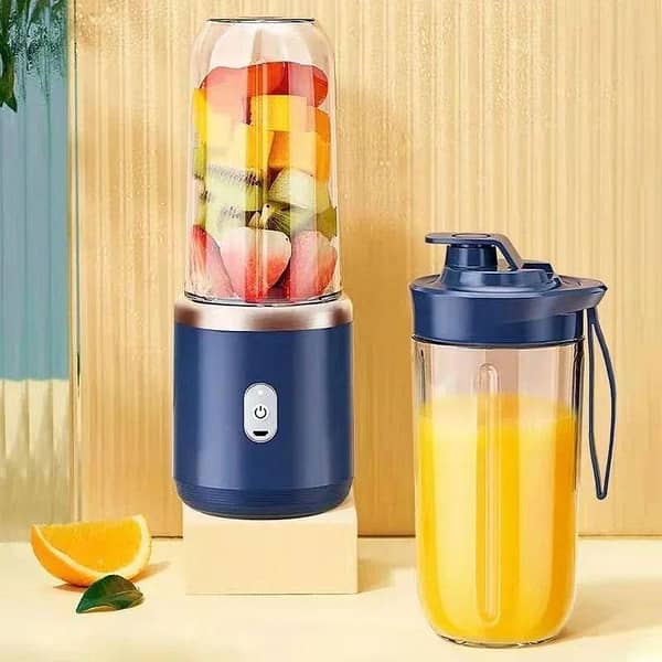 Portable Rechargeable 2 in 1 Juicer Blender with Extra Jug| 400ml Mini Smoothie Maker with 6 Stainless Steel Blades| Personal Size Electric Juicer Cup Machine for Shakes, Juice & Ice Crush| Food Processor Blender for Travel, Gym, Jogging, Home & Office
