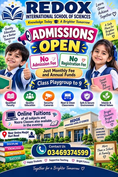 admissions in school and online Nazra and all subjects evening classes