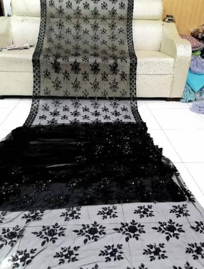sqance work  net saree with selves nd blouse