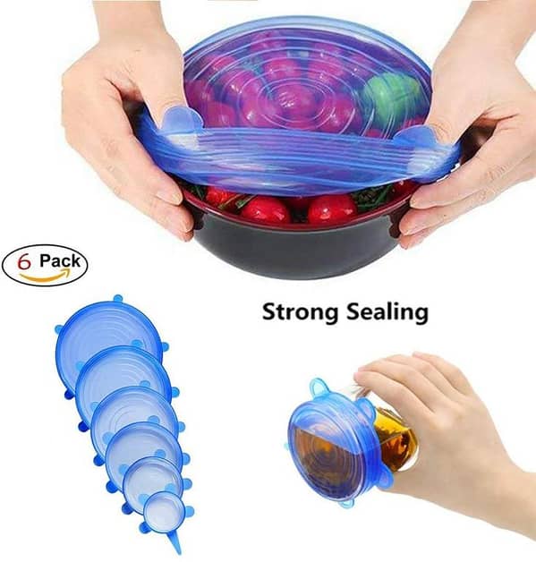 Legacy Deals 6 Pcs Reusable Silicone Stretch Lids Set| Food Storage Airtight Lids Cover| Vacuum Food Storage Bowl Cover for Bowls, Cups & Containers | Airtight, Leak-Proof, Microwave & Fridge Safe Covers (6 Pcs Set)