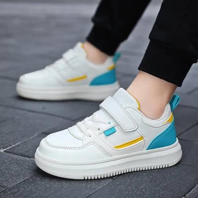 White Sea Blue Leather School Shoes For Kids | Rs. 4600