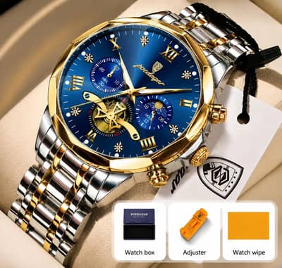 Luxury steel band men's watch waterproof Day and night display