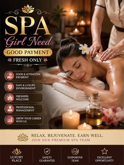 Female Spa Staff Required – Freshers Welcome | Good Payment