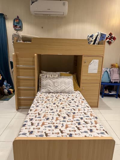 Kids bunk bed with study table