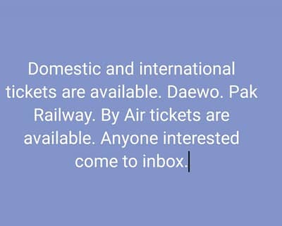Domestic and international tickets are available