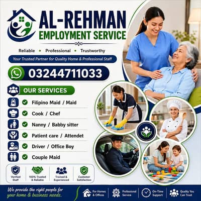 Maid / Cook/ Baby Care / Driver /Patient Care / Nurse / Kitchen Helper
