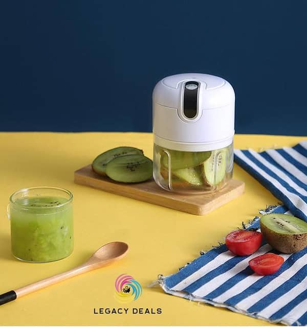 Legacy Deals Rechargeable Mini Electric Food Chopper| High-Quality One Touch Operation Food Processor Chopper Cutter| Portable Cordless Electric Garlic Mincer Masher| 250ml Bowl Mini Turbo Mincing Machine - Ideal for Meat, Vegetables, Garlic, Onion, Chili