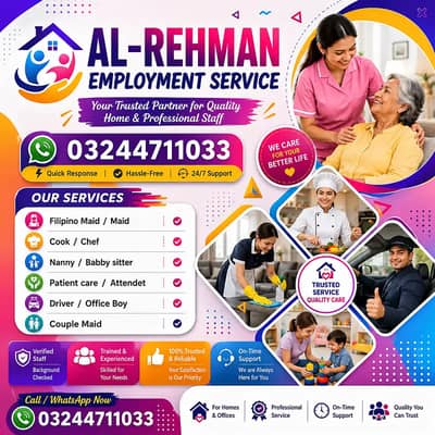 Maids / House Maids / cook / House chef / Baby Sitter maid available