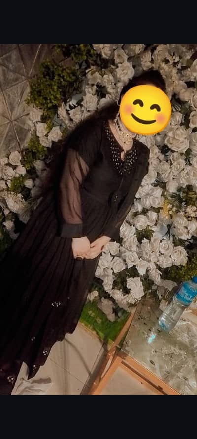 Black Maxi Dress With jewellery Set