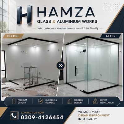 12mm door Glass partition / 12mm glass cabins / Glass doors /Partition