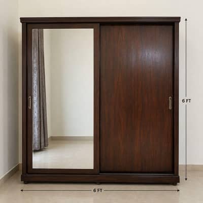 Heavy Wood Double door sliding wardrobe almari