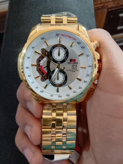 gold chrome watch for men's
