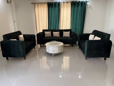 7 seater velvet sofa set with center table and dining table set