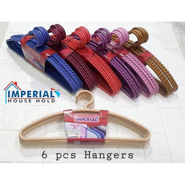 High-Quality Plastic Hangers, Large Size, Pack of 6