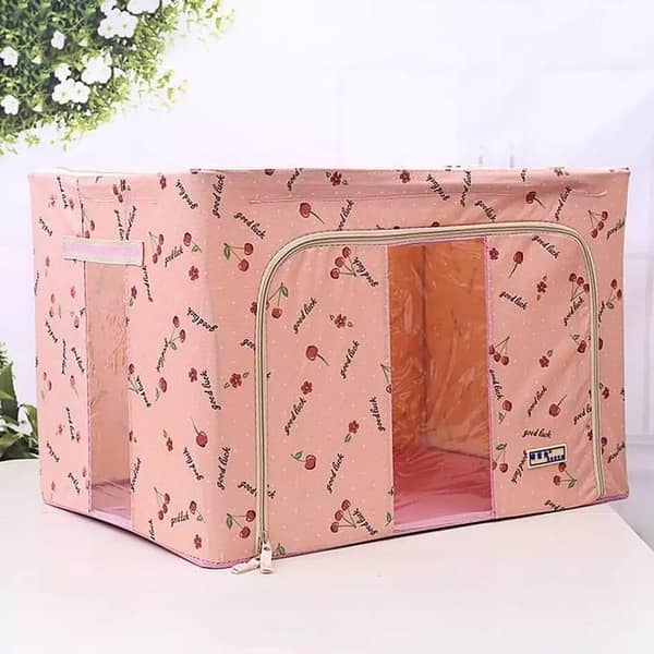 Imported Jumbo Storage Box for Sarees, Lehenga, Woolens – 66 Liters, Foldable Wardrobe Almirah with Steel Frame