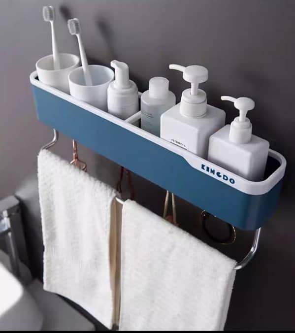 WASHROOM SHELF WITH ROD — Multipurpose Shelf for Home and Commercial Use