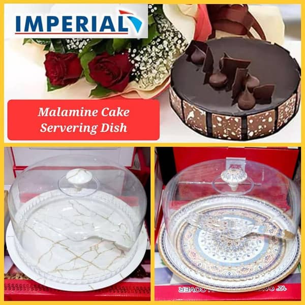 MELAMINE CAKE SERVING DISH WITH COVER/ MELAMINE CAKE DISH WITH CUTTER