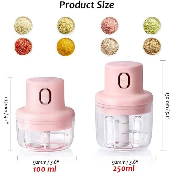 Rechargeable Wireless Vegetable Chopper — 100ml / 250ml Dual Bowl, USB Rechargeable Mini Electric Food Chopper