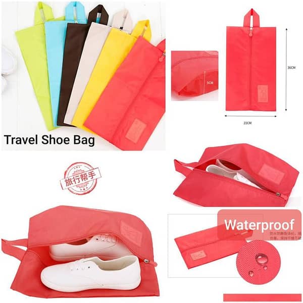 Portable Nylon Travel Shoe Bag with Zip Closure