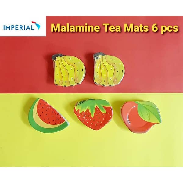 Pack of 6 Tea Coaster/Matt made with malamine in fruits shape