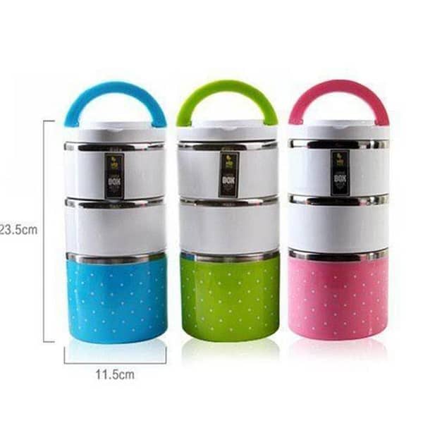 Stainless Steel Thermal 3 Layer Lunch Box for Office Dotted Lunch Box School Tiffin College Tiffin School Lunch Box College Lunch Box Office Tiffin Three Layer Tiffin Three Layer Lunch Box