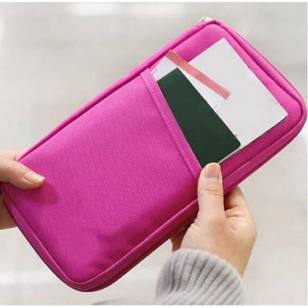 Portable Travel Passport Card Closure Document Organizer Zipper Bag Travel Wallet Women and Men