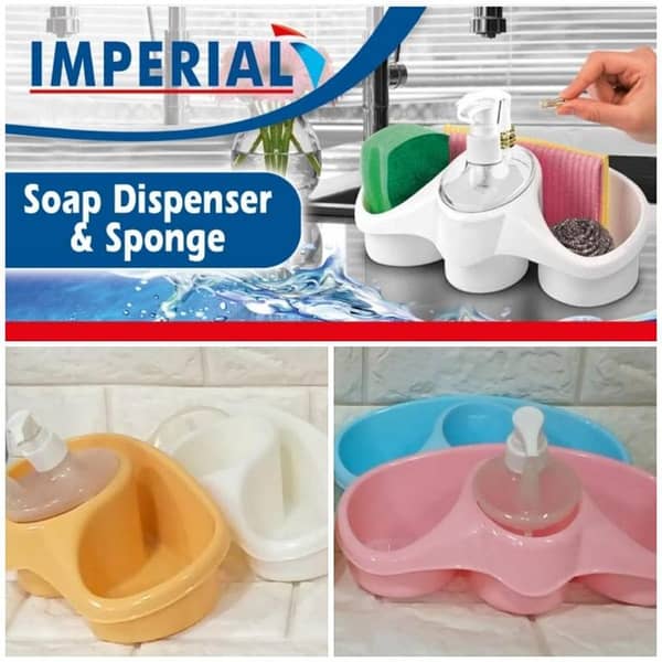 Sponge Holder and Soap Dispenser Kitchen Organizer Sink Caddy Basket