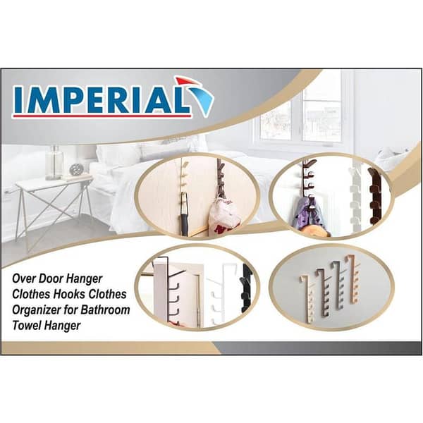 Cloth Hanger Over The Door: 6-Hook Plastic Door Hook for Clothes, 3.5 cm Door Thickness