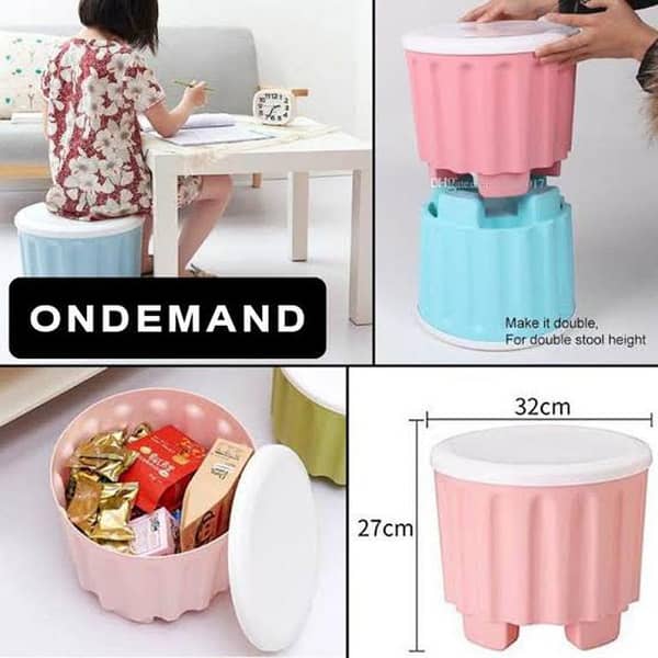 1 pc Drum Storage Stool Round Plastic Seat Stool