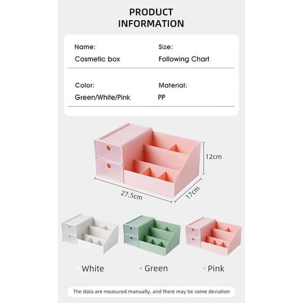 Cosmetic Storage Box Multi-Functional Desktop Organizer with Drawer in Random Colour