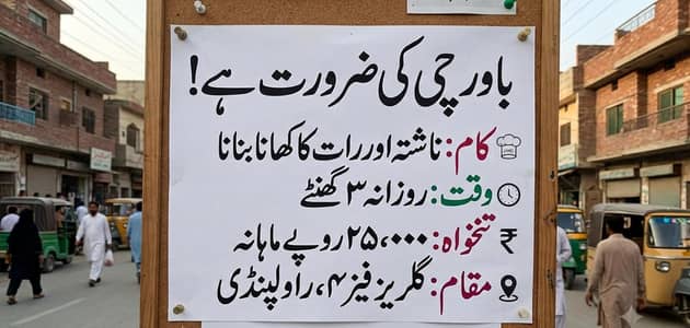 need a cook فوری طور پر باورچی کی ضرورت ہے