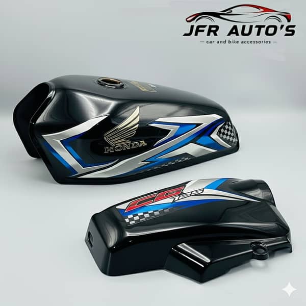JFR AUTO CG125 Fuel Tank Set 2025 in Black – Includes Side Covers and Front Glasses for Motorcycle