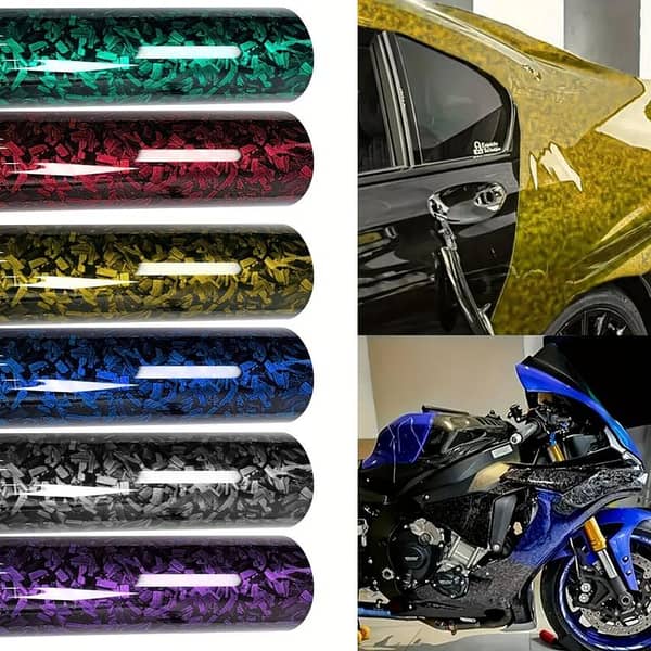 30x60cm WaseVinyl Ultra Glossy Carbon Wrap Film – Durable Weatherproof Vinyl for Vehicle Customization – Available in Teal, Red, Gray, and Black – JFR AUTOS