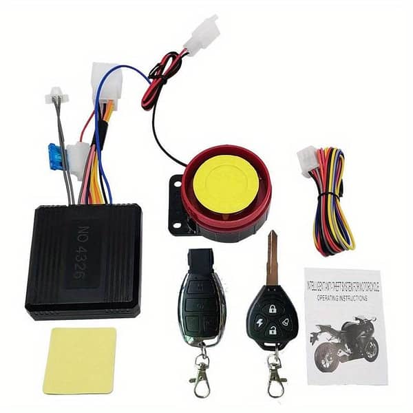 HJG Motorcycle Alarm System – 12V Universal Anti-Theft System with 125dB Siren, One-Way Start, Sensors & Wiring Kit – JFR AUTOS