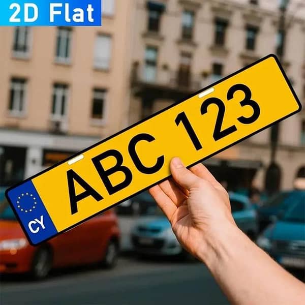 Custom European Style Number Plate – White & Yellow | Durable Plastic for Garage Decor and Car Accessories – JFR STICKER ZONE