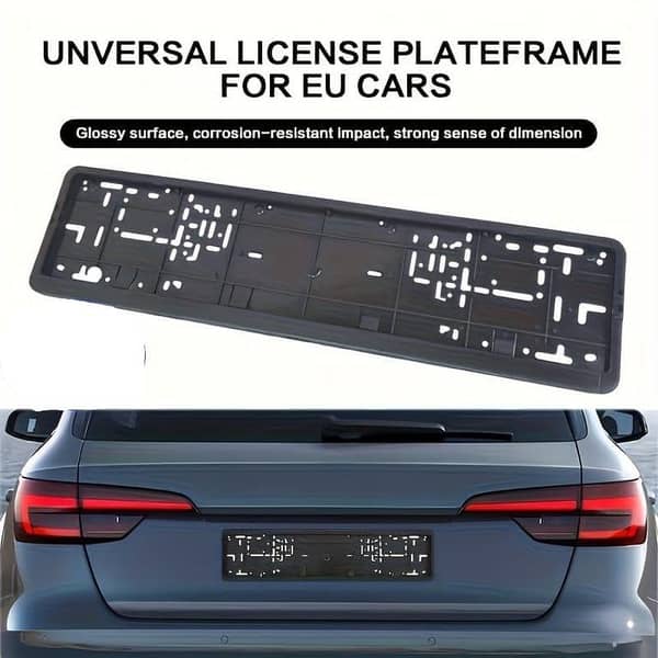 JFR AUTOS Black License Plate Bracket Cover - EU Standard, Durable Plastic, Universal Fit for Cars